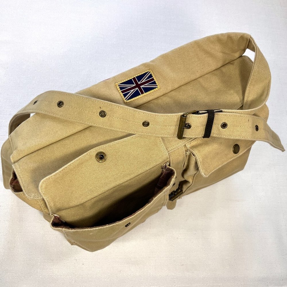 Barbour Beacon Retriever Canvas Union Jack Satchel Crossbody Messenger Bag